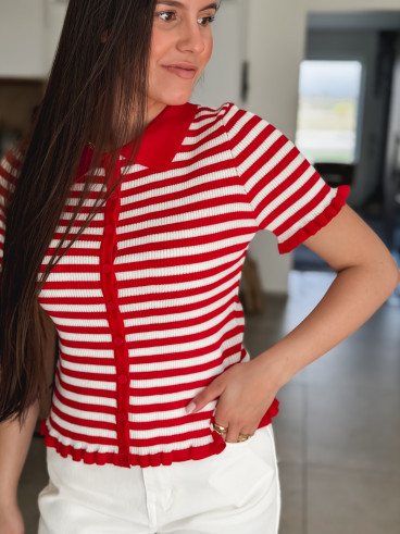 Blouse lignée Ivy - Rouge