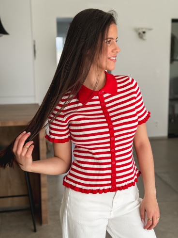 Blouse lignée Ivy - Rouge