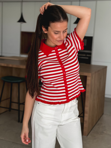 Blouse lignée Ivy - Rouge
