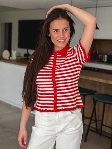 Blouse lignée Ivy - Rouge