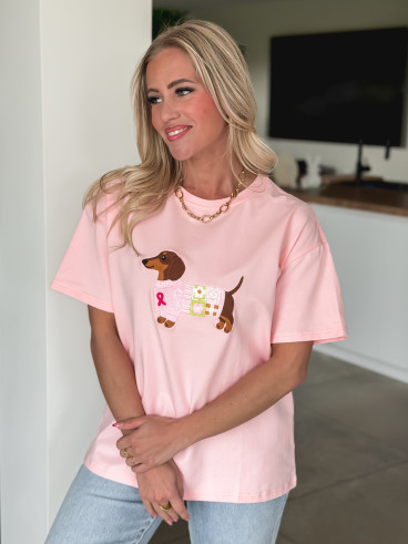 T-shirt Teckel - Rose