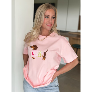 T-shirt Teckel - Rose