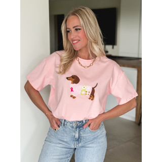 T-shirt Teckel - Rose