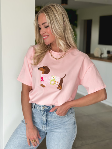 T-shirt Teckel - Rose