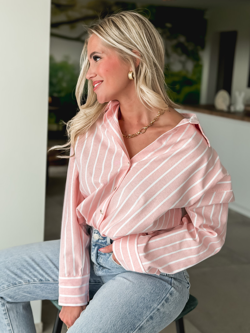 Chemise lignée Sohana - Rose