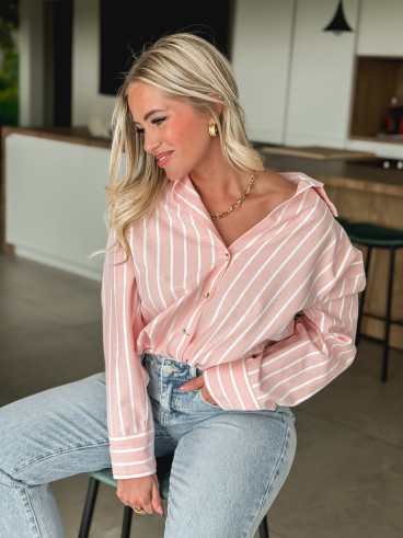 Chemise lignée Sohana - Rose