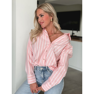 Chemise lignée Sohana - Rose