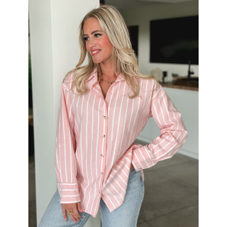 Chemise lignée Sohana - Rose