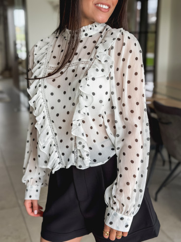 Blouse à pois - Blanc