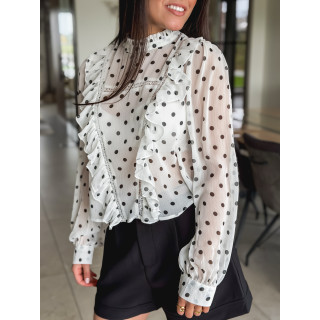 Blouse à pois - Blanc