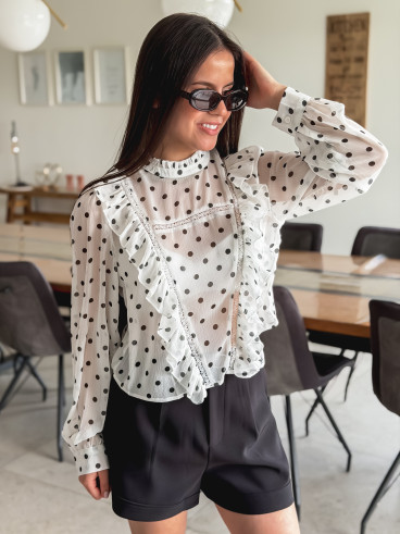 Blouse à pois - Blanc