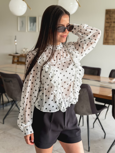 Blouse à pois - Blanc