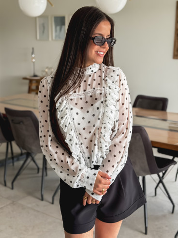Blouse à pois - Blanc