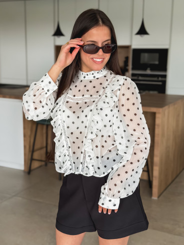 Blouse à pois - Blanc
