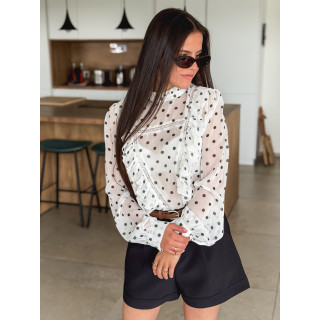 Blouse à pois - Blanc