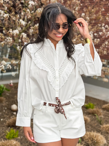 Short en jeans Tessa - Blanc