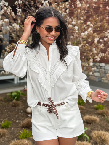 Short en jeans Tessa - Blanc