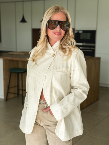 Blazer ligné Ysara - Ecru