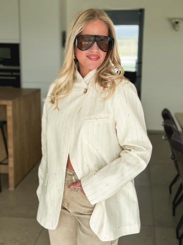 Blazer ligné Ysara - Ecru