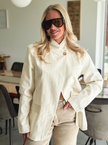 Blazer ligné Ysara - Ecru