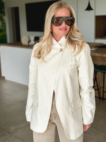 Blazer ligné Ysara - Ecru