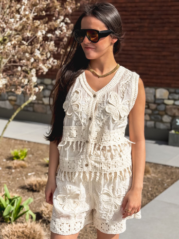 Ensemble en crochet Kalina - Beige