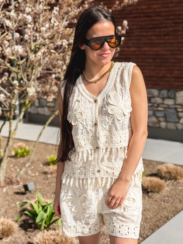 Ensemble en crochet Kalina - Beige