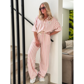 Ensemble ligné Avéline - Ecru/Rose