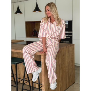 Ensemble ligné Avéline - Ecru/Rose