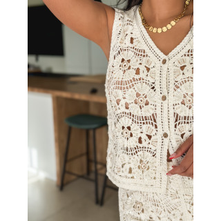 Ensemble en crochet Audrina - Beige
