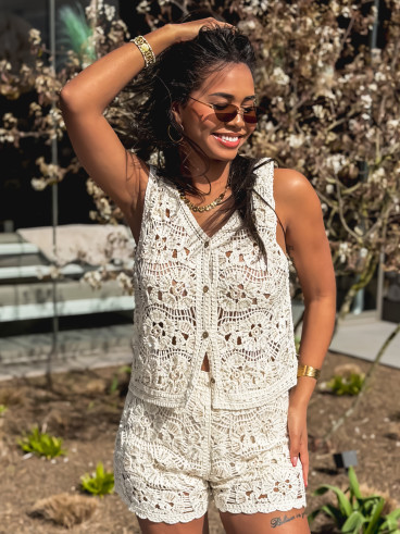 Ensemble en crochet Audrina - Beige