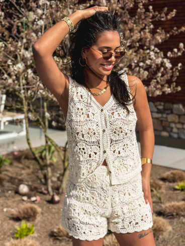 Ensemble en crochet Audrina - Beige