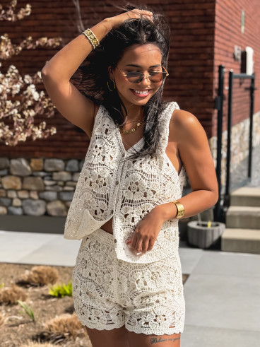 Ensemble en crochet Audrina - Beige