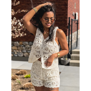 Ensemble en crochet Audrina - Beige