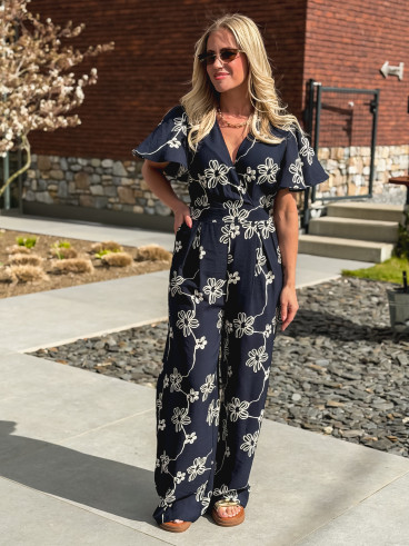 Combinaison pantalon Mélissandre - Bleu marine