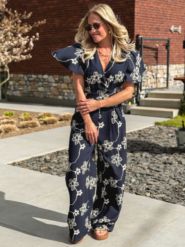 Combinaison pantalon Mélissandre - Bleu marine