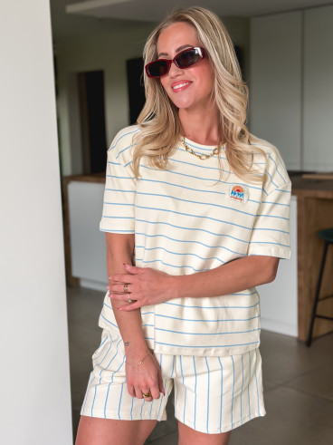 Ensemble ligné Alméa - Ecru/Bleu