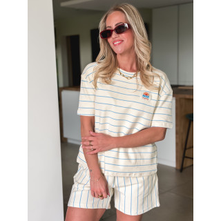 Ensemble ligné Alméa - Ecru/Bleu