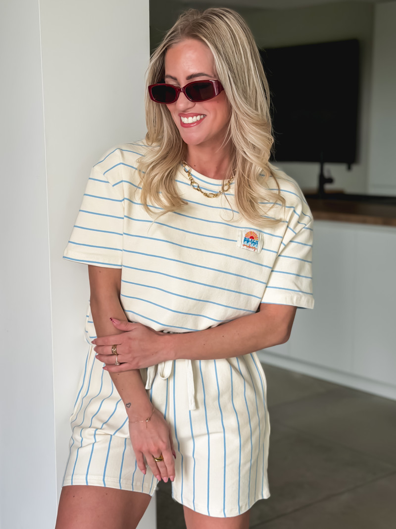 Ensemble ligné Alméa - Ecru/Bleu