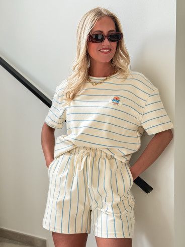 Ensemble ligné Alméa - Ecru/Bleu