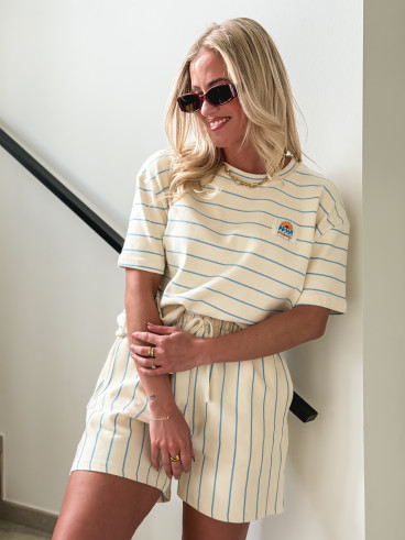 Ensemble ligné Alméa - Ecru/Bleu