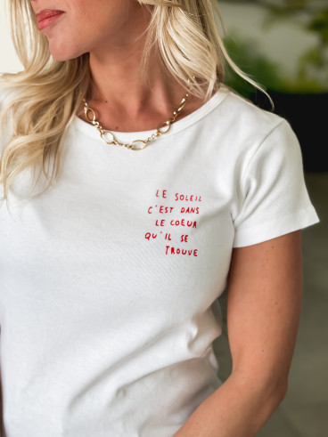 T-shirt Liorée - Blanc/Rouge