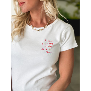 T-shirt Liorée - Blanc/Rouge