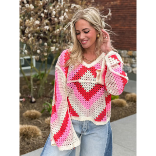 Blouse en crochet Freya - Rose