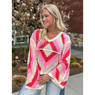 Blouse en crochet Freya - Rose