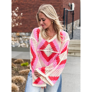 Blouse en crochet Freya - Rose