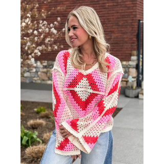 Blouse en crochet Freya - Rose