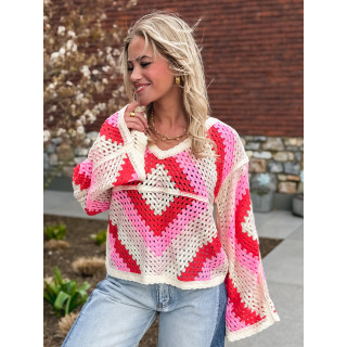 Blouse en crochet Freya - Rose