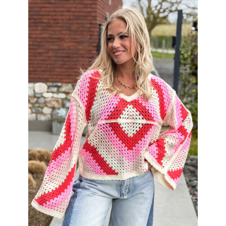 Blouse en crochet Freya - Rose