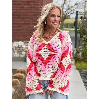 Blouse en crochet Freya - Rose